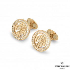 Patek Philippe Yellow Gold Diamond Calatrava Cross Cufflinks